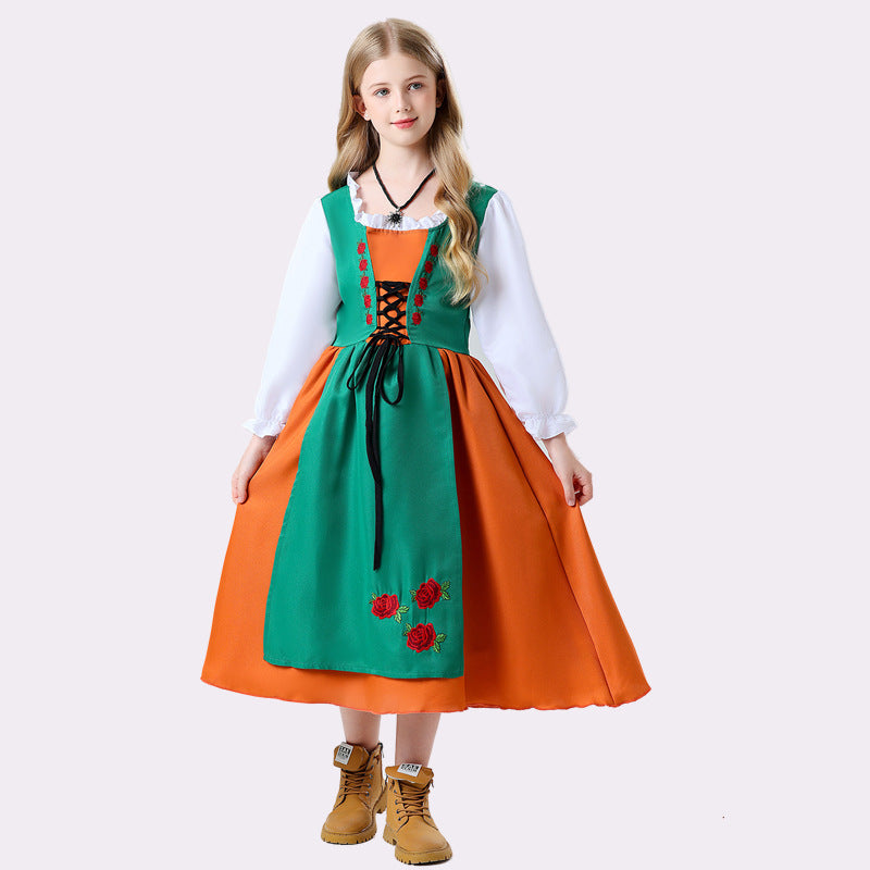 Ladies nan folkloric children's dirndl with laced bodice and embroidered apron Mune Fashion