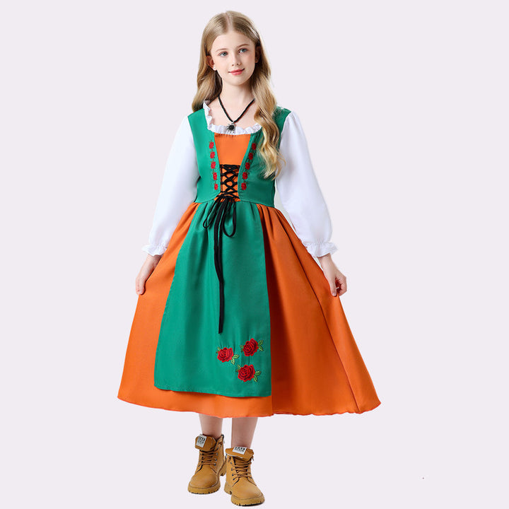 Ladies nan folkloric children's dirndl with laced bodice and embroidered apron Mune Fashion