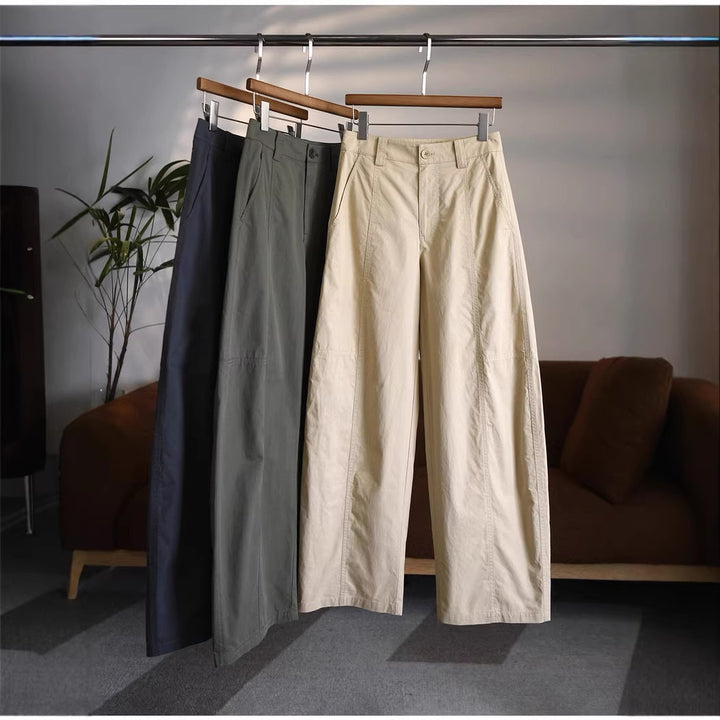 Ladies High Waisted Fabric Pants Mune Fashion