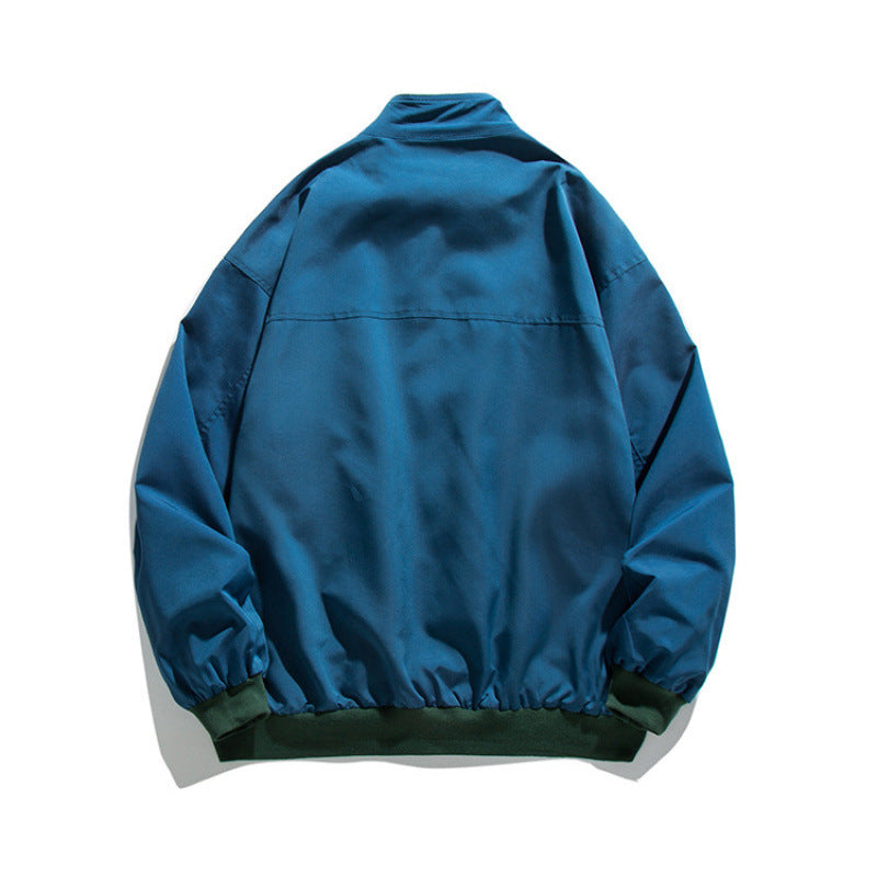 Men's Boxy Bomber Jacket in Utility Style with High Stand-up Collar and Patch Flaps Mune Fashion