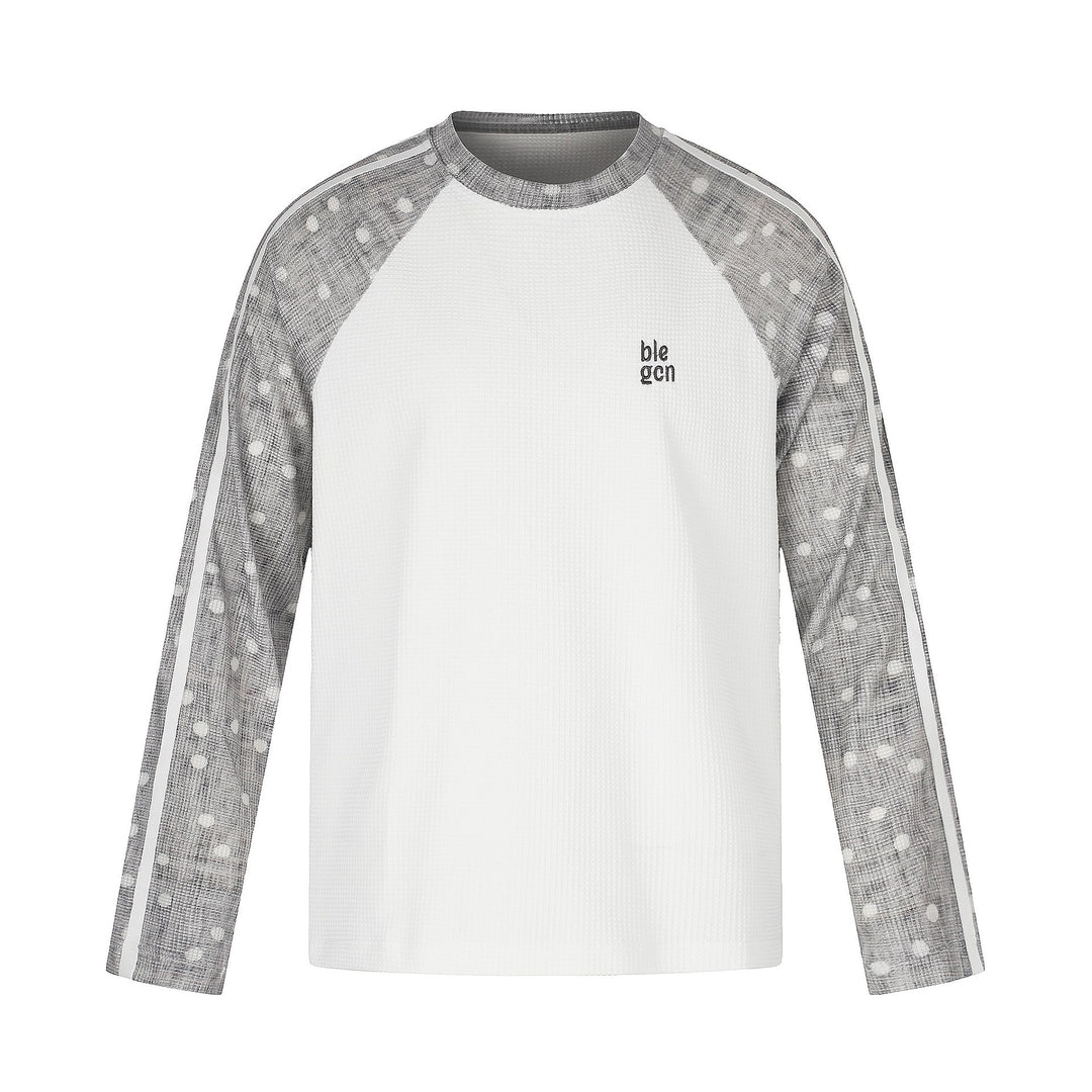 Unisex waffle texture sweatshirt with transparent contrast sleeves, raglan and side stripes Mune Fashion