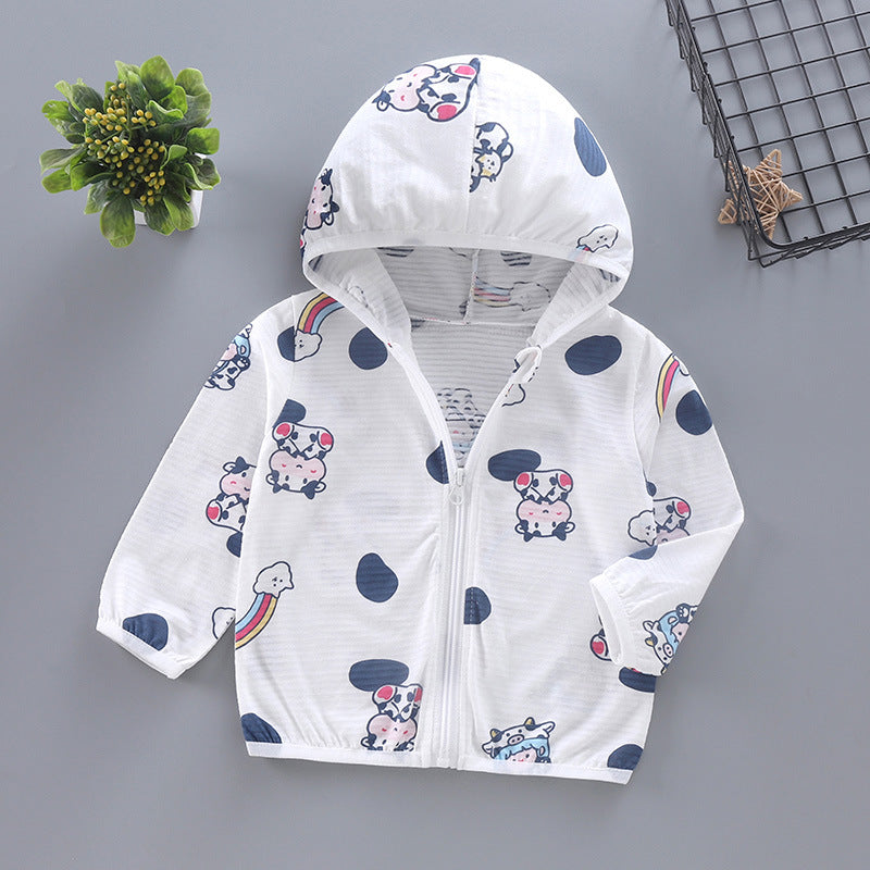 Unisex lightweight hoodie for toddlers with cute animal print and zipper Mune Fashion