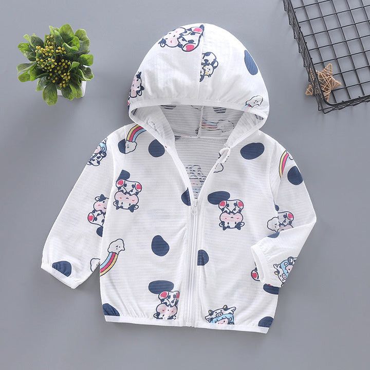 Unisex lightweight hoodie for toddlers with cute animal print and zipper Mune Fashion