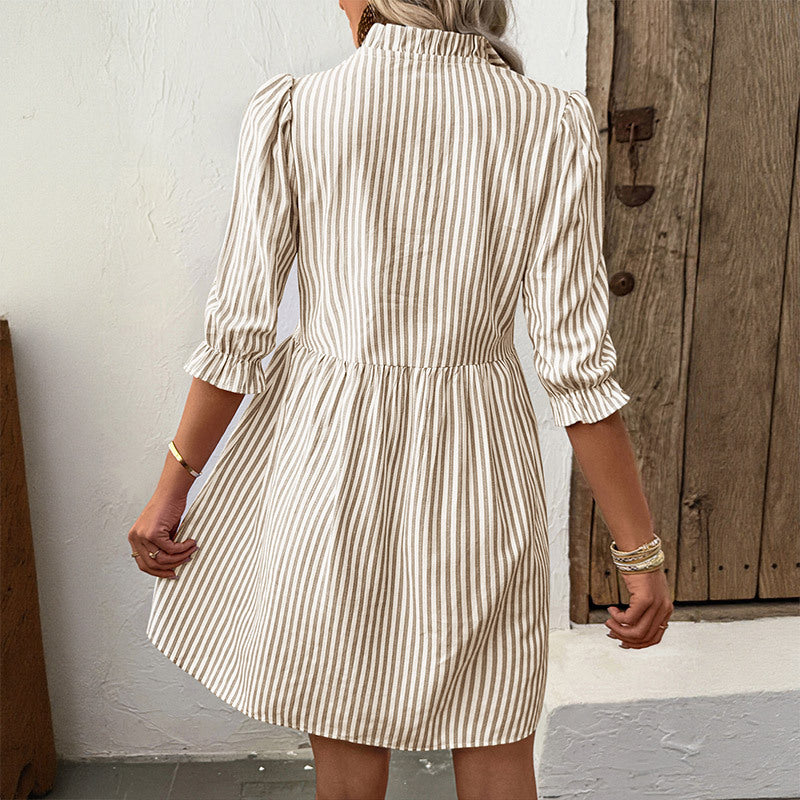Women Playful Shirt Dress with Ruffles Mune Fashion