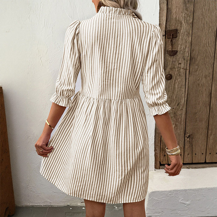 Women Playful Shirt Dress with Ruffles Mune Fashion