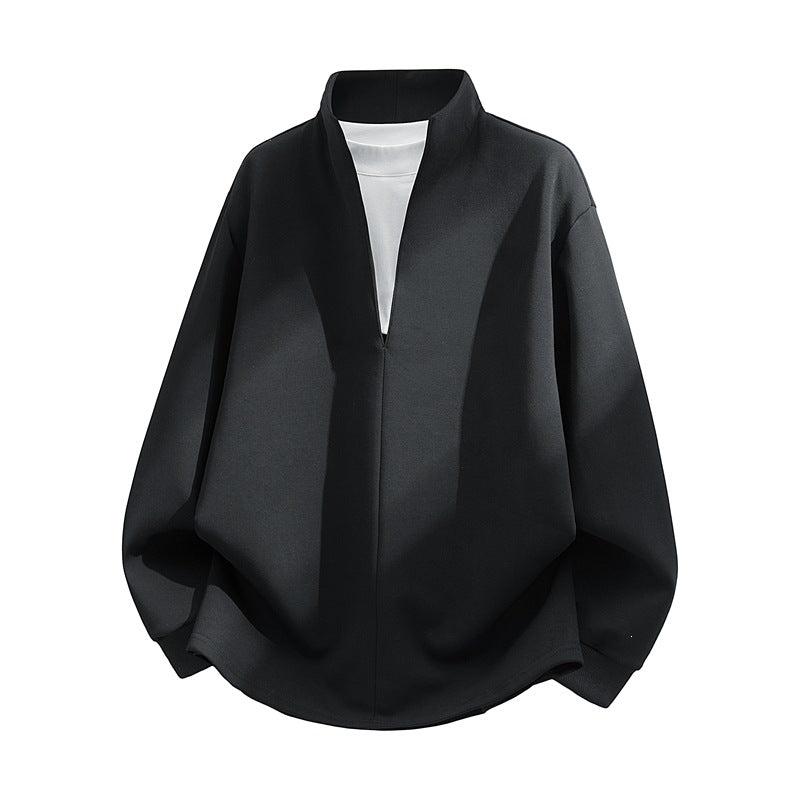 Unisex Oversize Sweatshirt with standing collar, half opening and rounded hem Mune Fashion