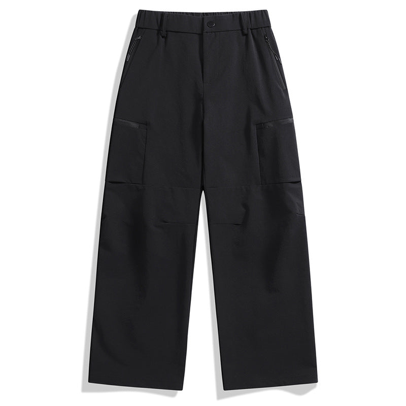 Men's Loose Utility Cargo Pants with Zipper Pockets and Pre-shaped Knees Mune Fashion