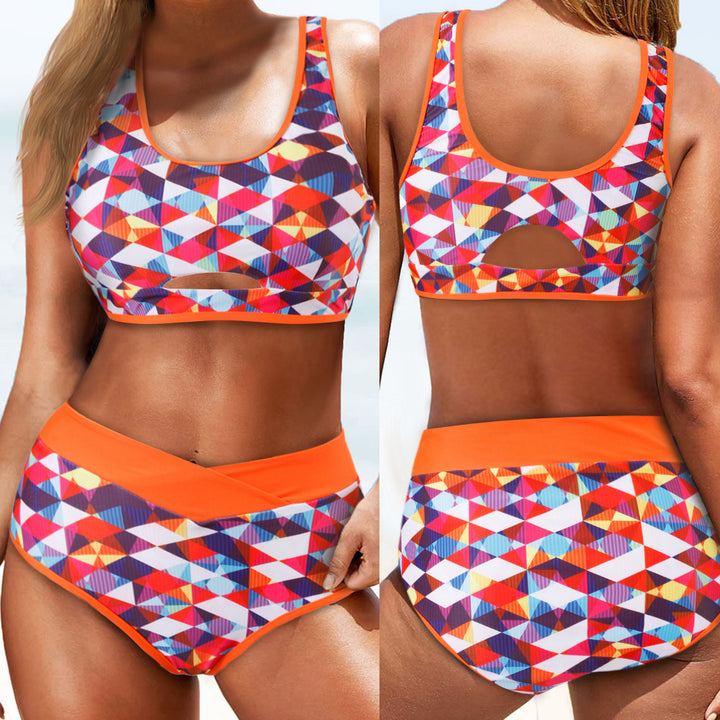 Women's Sporty Bikini Set with Geometric Pattern Mune Fashion