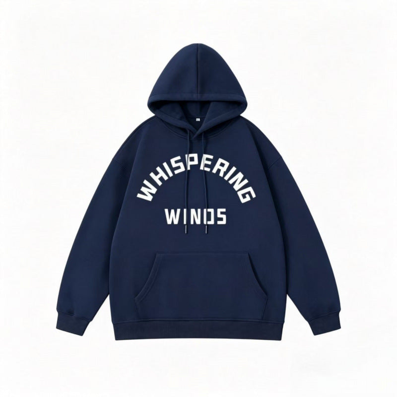 Unisex Oversize Hoodie with Curved Statement Print and Kangaroo Pocket Mune Fashion