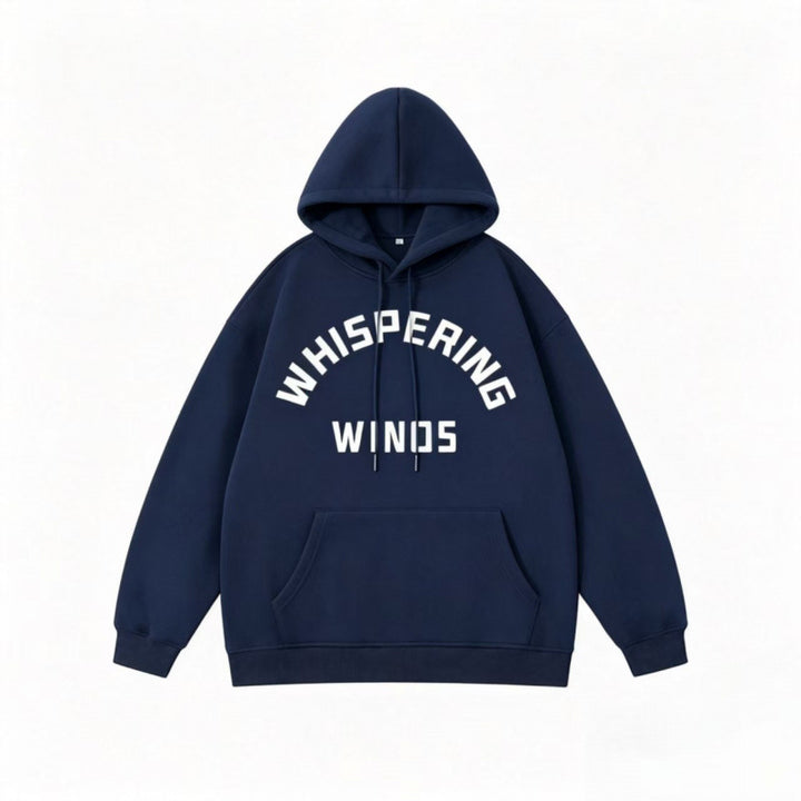 Unisex Oversize Hoodie with Curved Statement Print and Kangaroo Pocket Mune Fashion