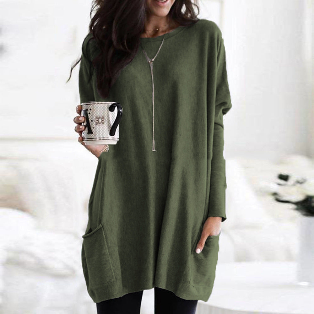 Women's oversized long shirt with contrast block and patch pockets Mune Fashion