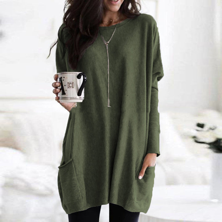 Women's oversized long shirt with contrast block and patch pockets Mune Fashion