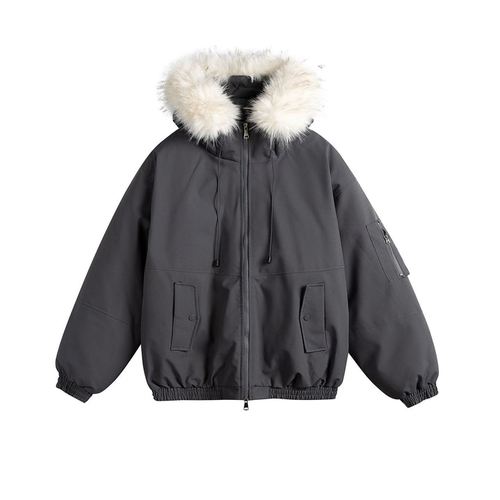 Women's Oversize Bomber Style Parka with Removable Faux Fur Hood Mune Fashion