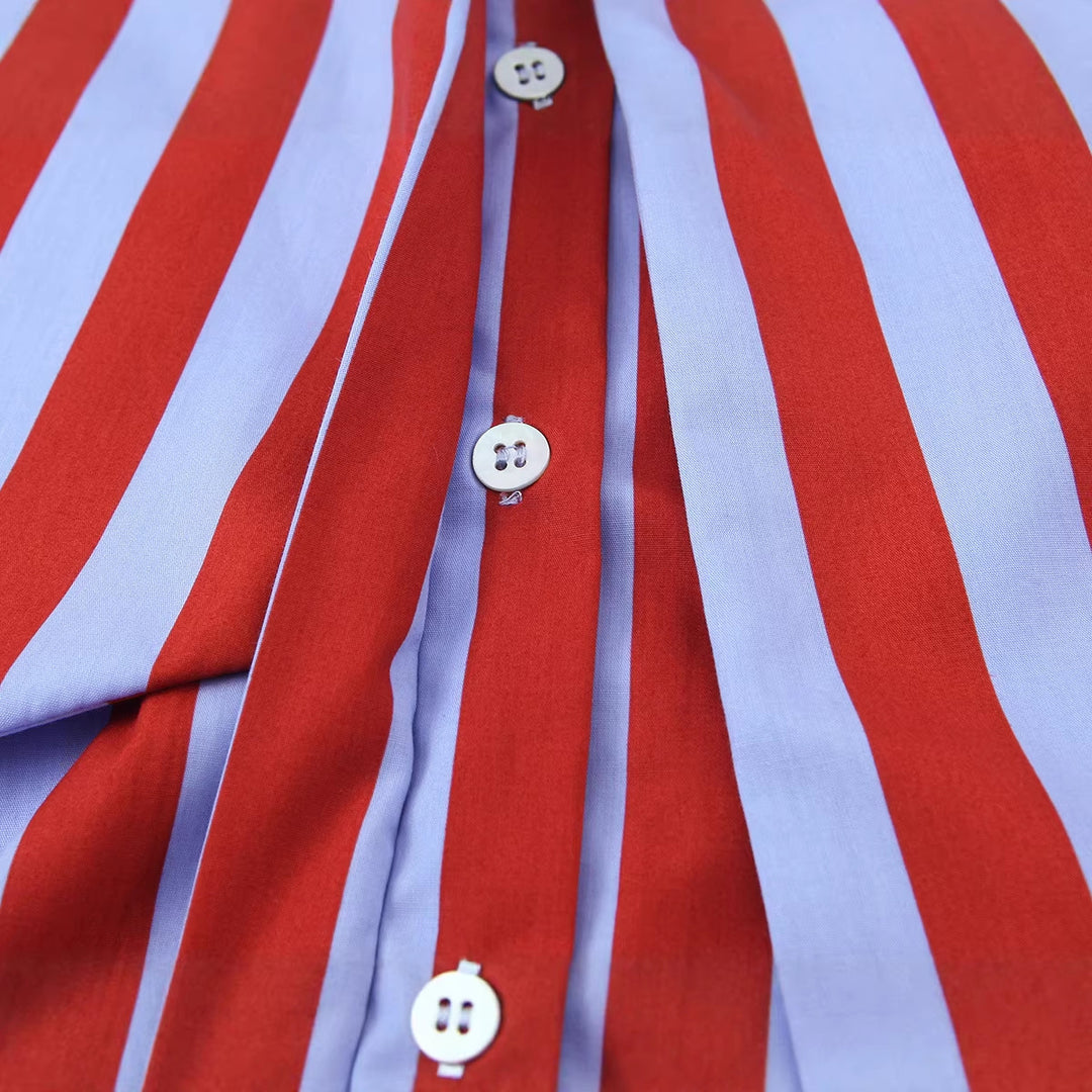 Women Striped Blouse with Bow Collar and Loose Oversize Fit Mune Fashion