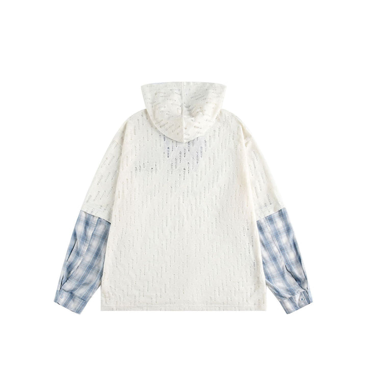 Unisex Casual Hoodie in Layering Look with Lace-Up V-Neck Mune Fashion