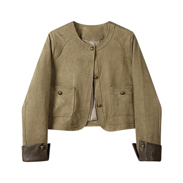 Women's Fashionable Suede Jacket with Pockets Mune Fashion