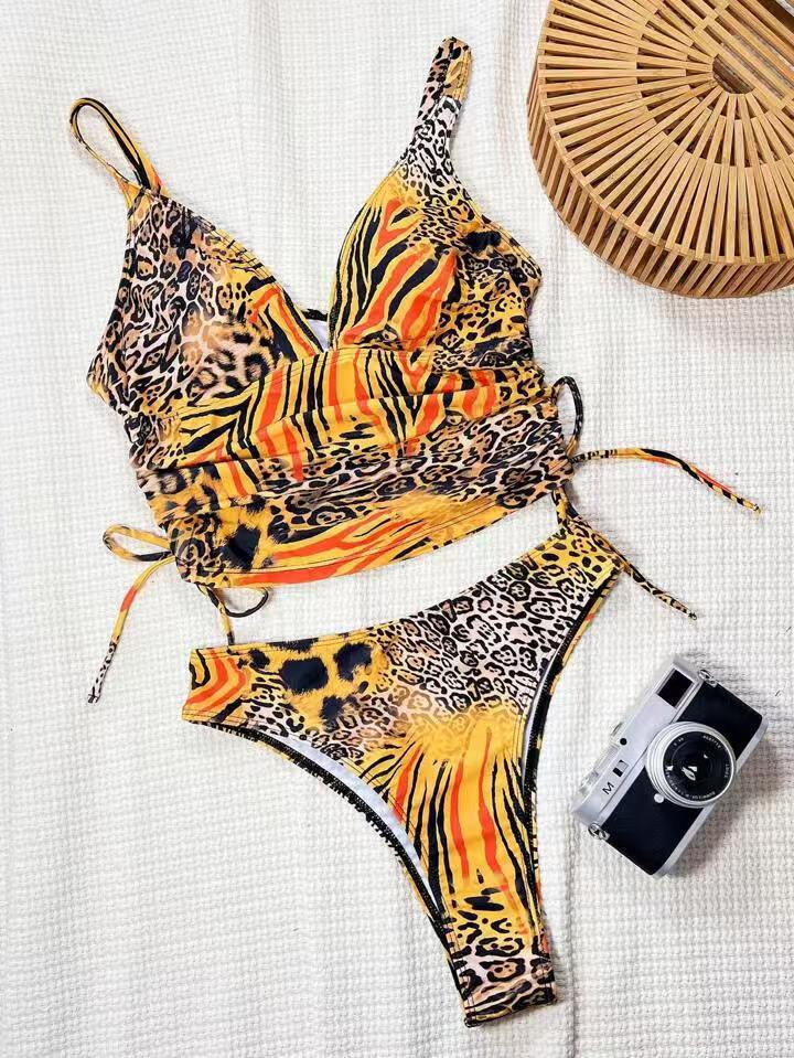 Women's bikini set with sophisticated leopard pattern and adjustable straps Mune Fashion