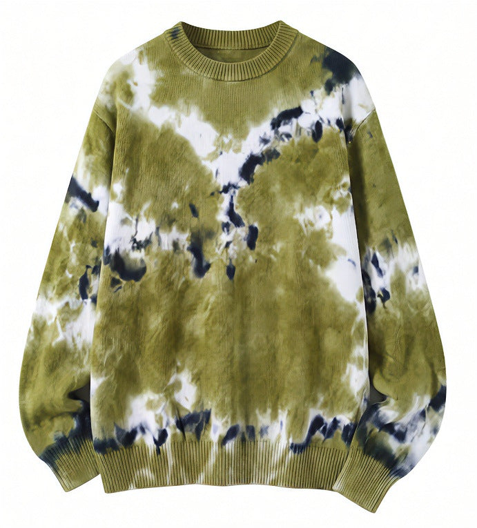 Men's Oversized Batik Sweater with Crew Neck and Ribbed Cuffs Mune Fashion
