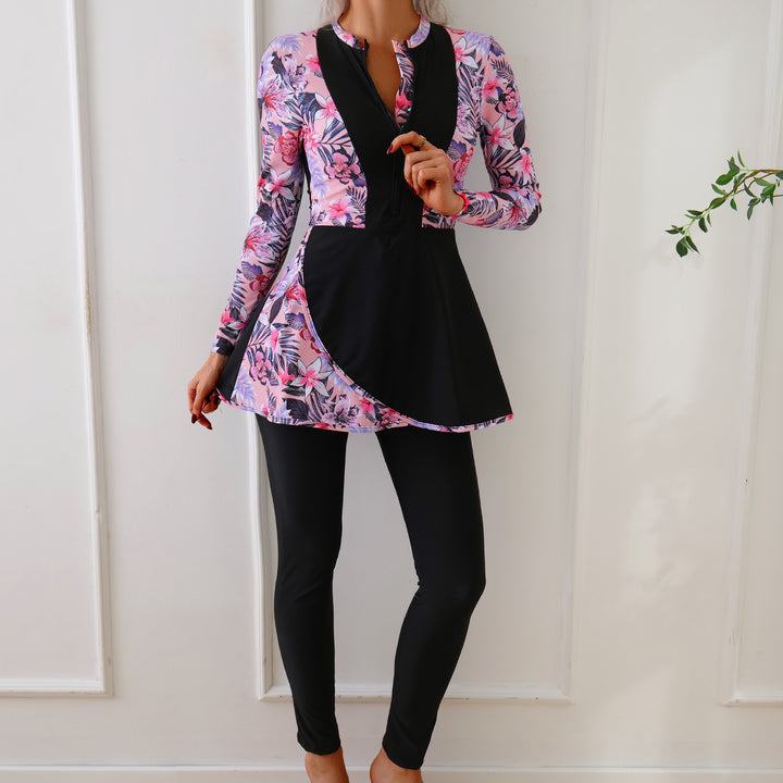Ladies Sporty Long Sleeve Swimsuit with Elegant Tunic Look Mune Fashion