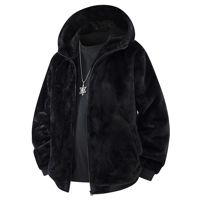 Herren Kapuzen-Fleecejacke im Oversized-Look mit weichem Kunstfellfutter Mune Fashion