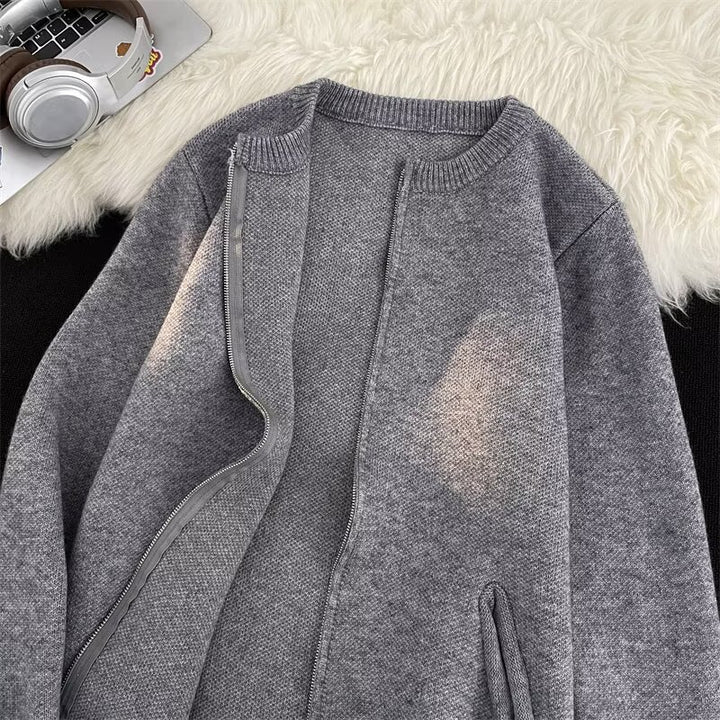Women's short fine knit cardigan with full zip and side pockets Mune Fashion
