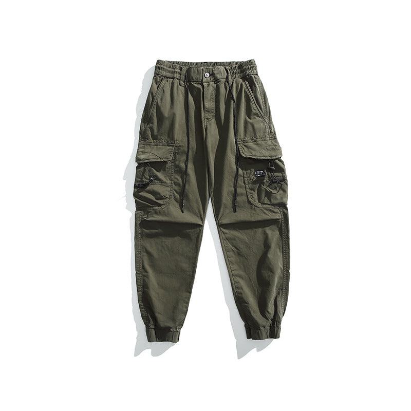 Men's Utility Cargo Jogger Pants with Elastic Comfort Waistband and Multifunctional Pockets Drune