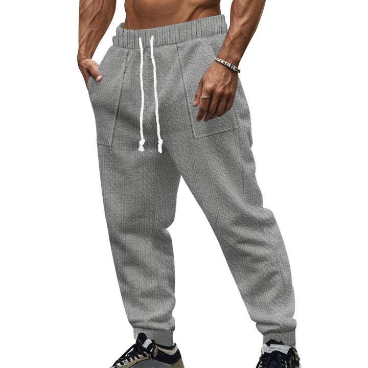 Men's cable knit joggers with drawstring waistband and patch pockets Mune Fashion