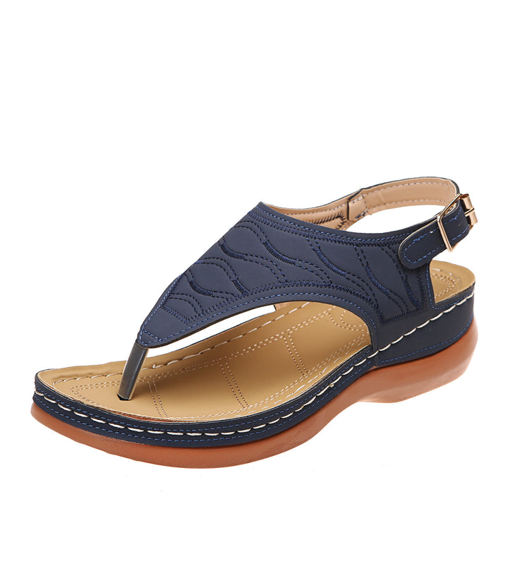 Women's wedge sandal with adjustable heel strap and quilted suede look Mune Fashion