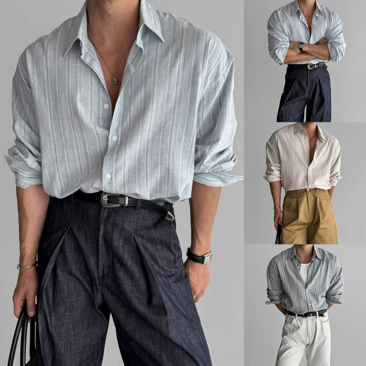 Men's Elegant Shirt with Vertical Stripes Mune Fashion