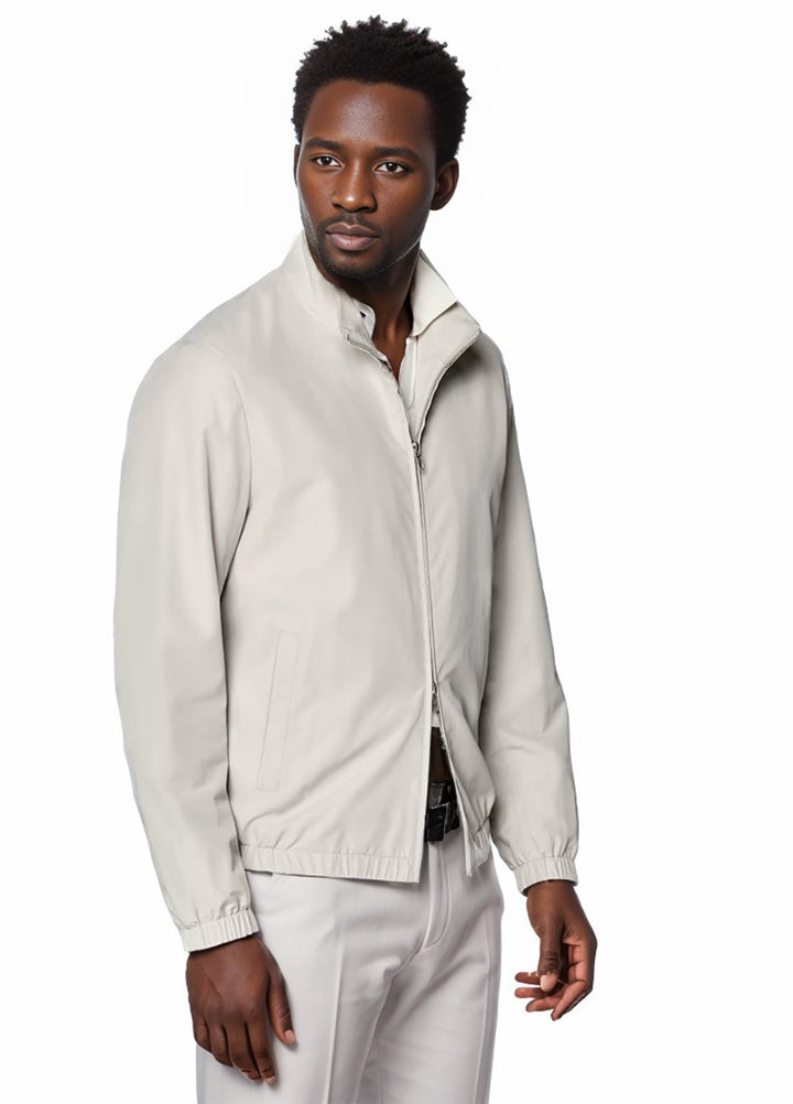 Men Lightweight Windbreaker with Stand Collar and Two-Way Zipper Mune Fashion