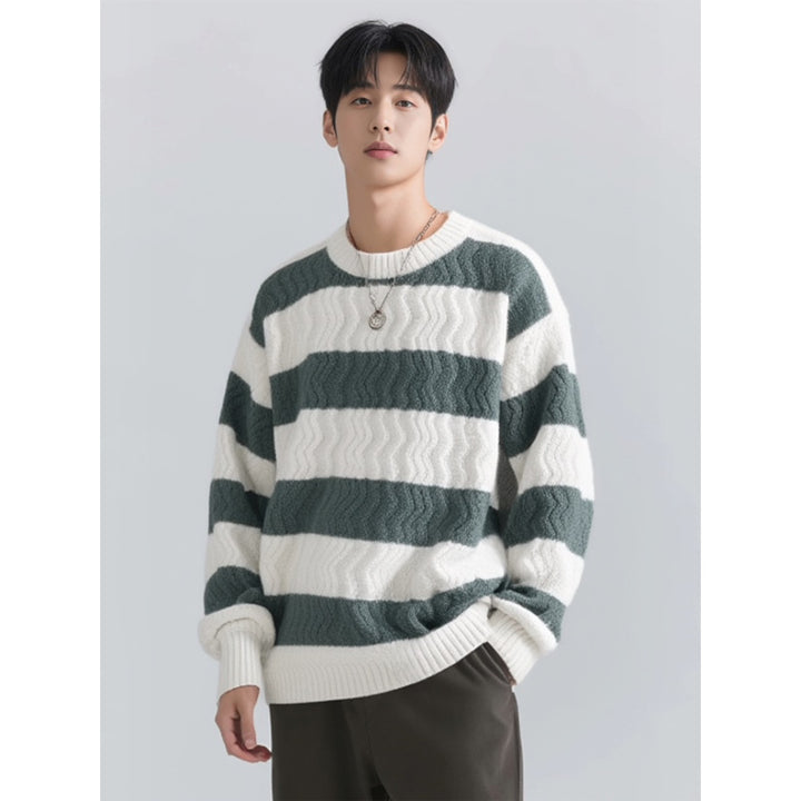 Men's chunky knit sweater with wave pattern Mune Fashion