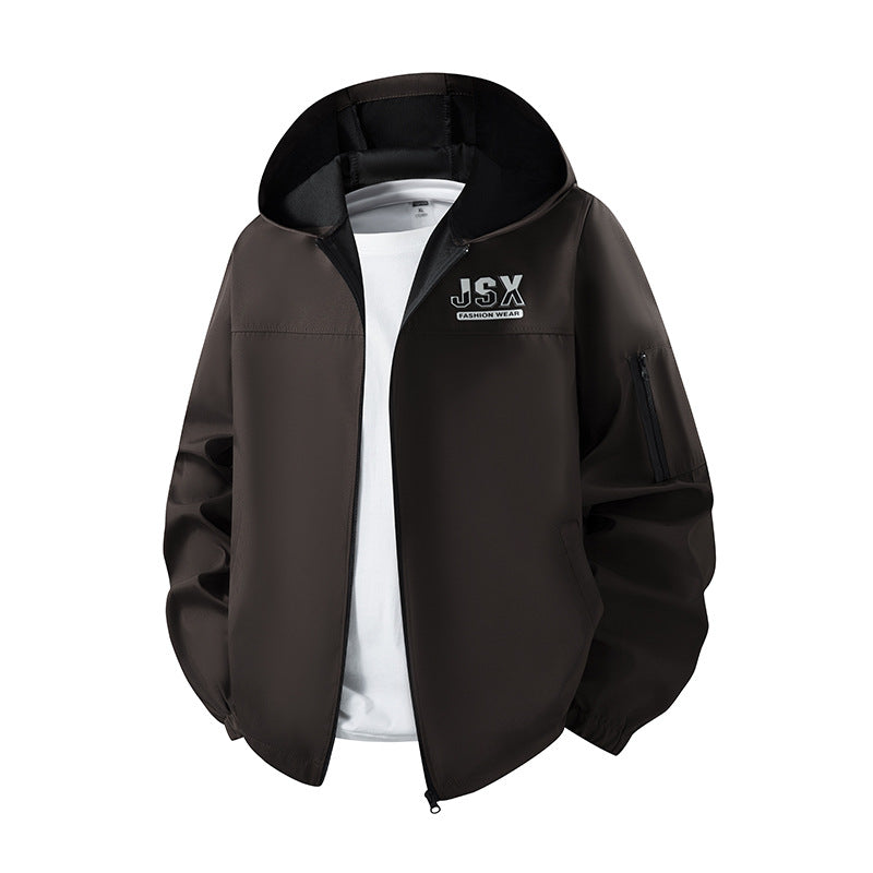 Men's sporty windbreaker jacket with hood Mune Fashion