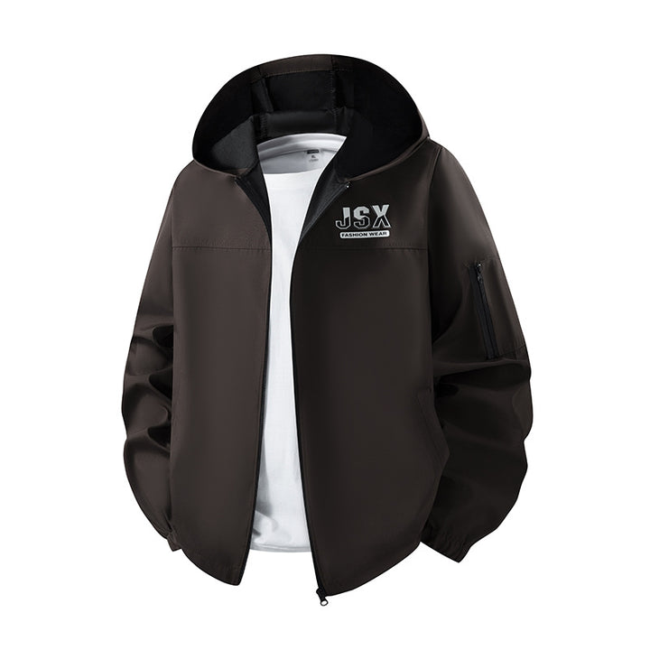 Men's sporty windbreaker jacket with hood Mune Fashion