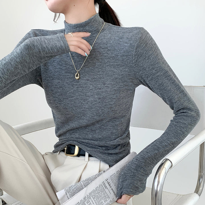 Women's Elegant and Comfortable Long Sleeve Shirt with Stand-up Collar Mune Fashion