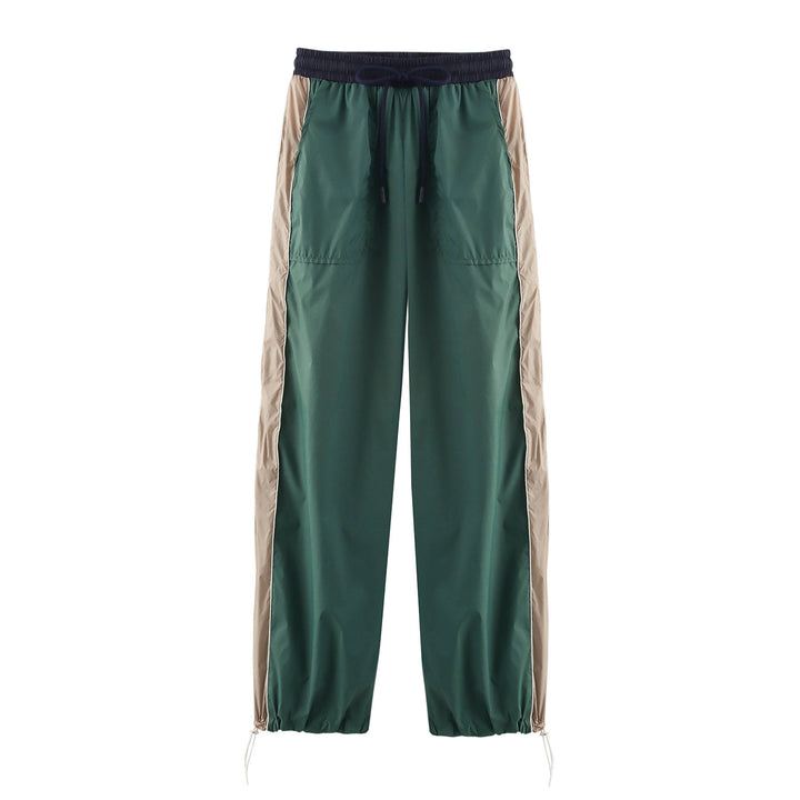 Women's Lightweight Nylon Training Pants with Contrast Sides, Drawstring and Adjustable Hem Mune Fashion