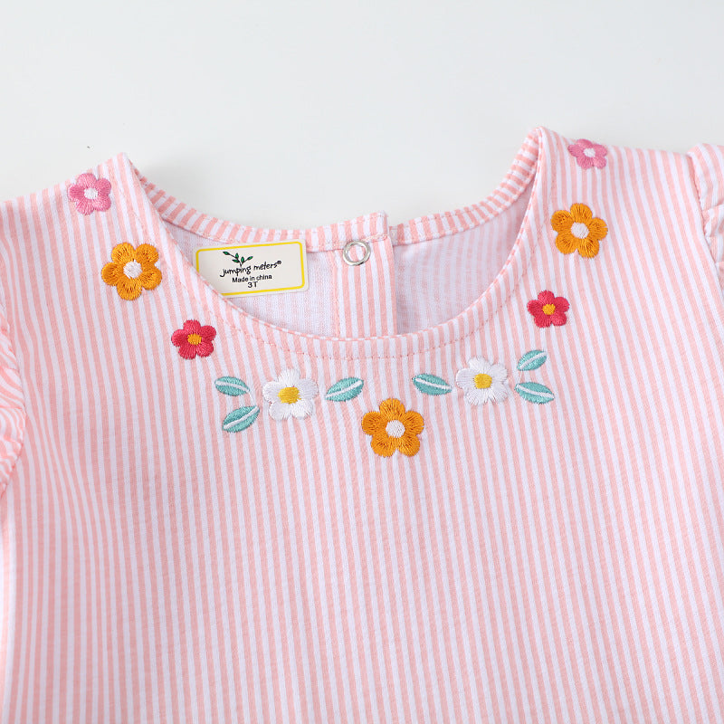 Girl's summer dress with floral design and playful flamingo appliqués Mune Fashion