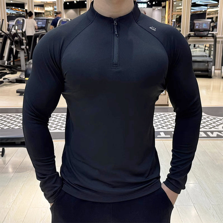 Men's Sporty Long Sleeve Shirt with Zipper Mune Fashion