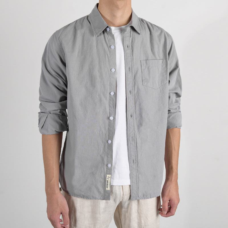 Men's Lightweight Cotton-Linen Overshirt with Chest Pocket and Relaxed Fit Mune Fashion