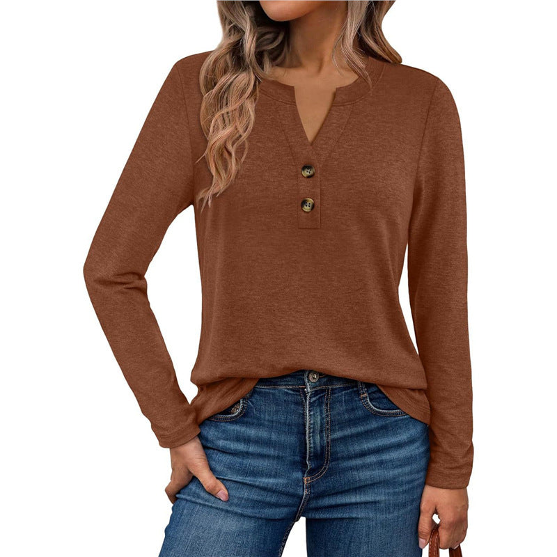 Women's Long Sleeve Shirt with Button Details Mune