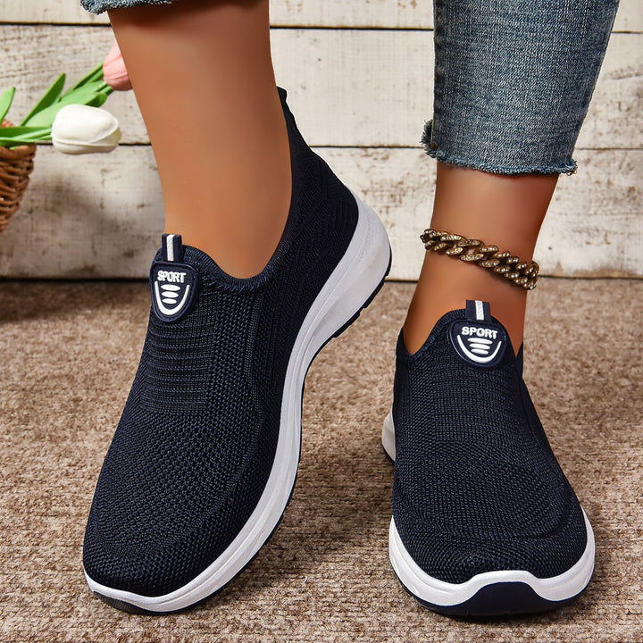 Women's knitted slip-on comfort walking sneaker with sock-like entry and cushioned memory comfort sole Mune Fashion