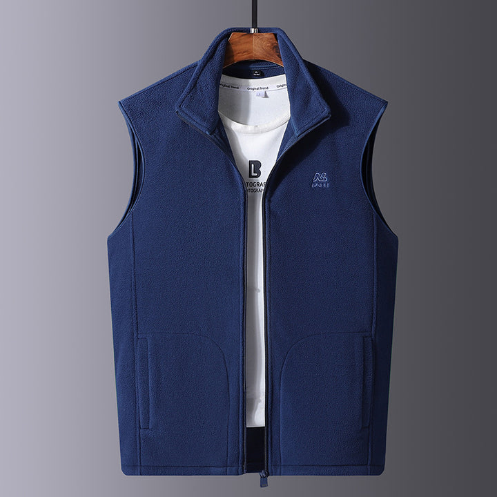 Men's microfleece thermal vest with windproof front, stand-up collar, and concealed side pockets Mune Fashion