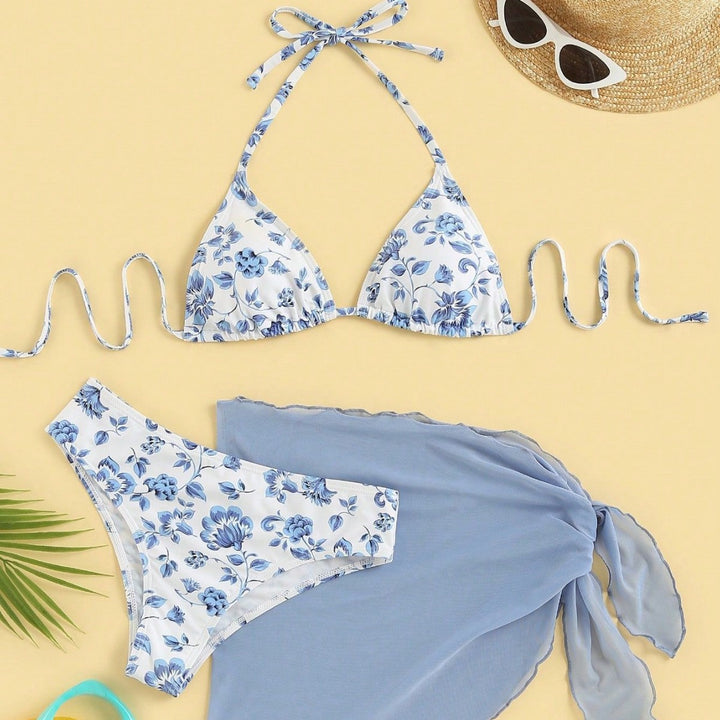 Ladies triangle bikini with elegant wrap skirt Mune Fashion