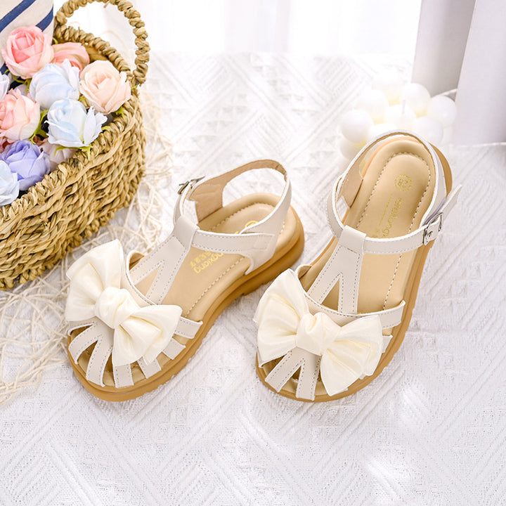 Girls' sandals with comfortable straps and generous bow appliqué Mune Fashion
