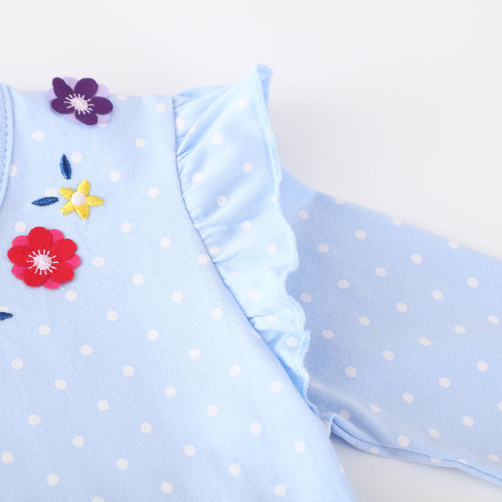 Girls long sleeve dress with cheerful fairy appliqués Mune Fashion