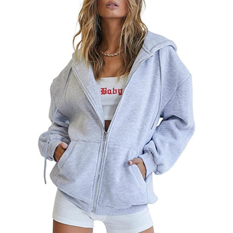 Women oversized hoodie jacket with full zip and kangaroo pockets Mune Fashion