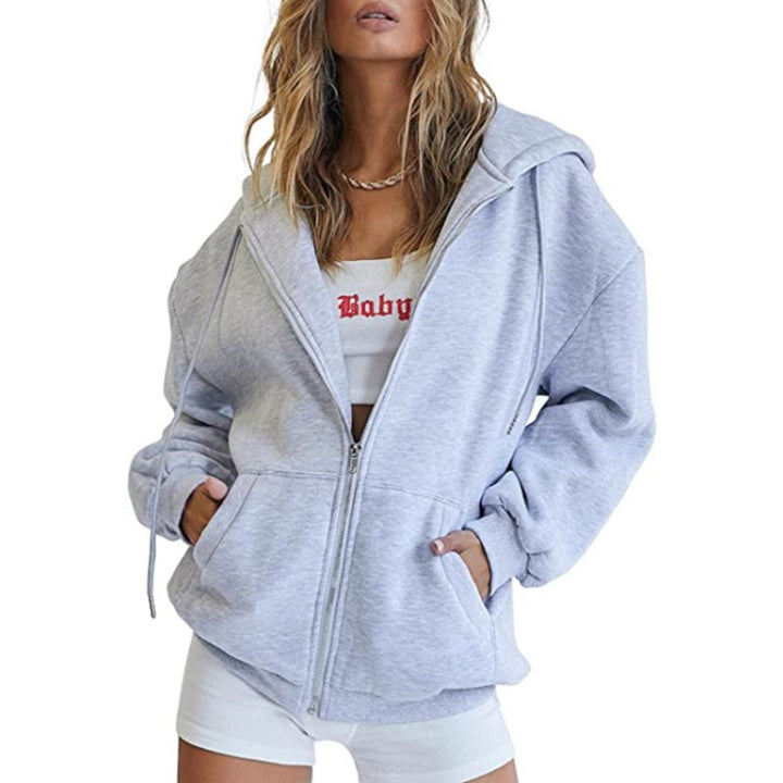 Women oversized hoodie jacket with full zip and kangaroo pockets Mune Fashion