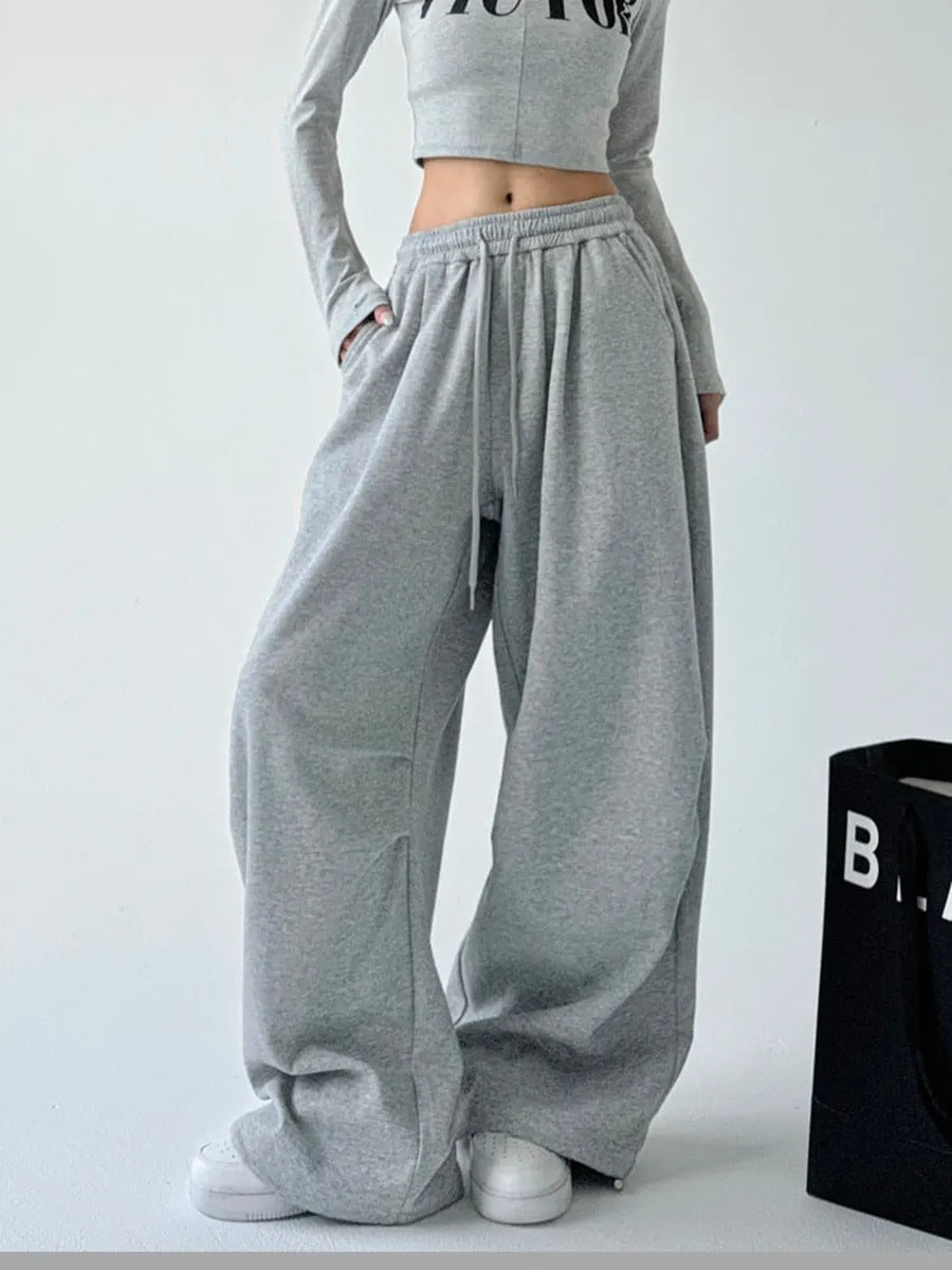 Women's extra-wide high-waist lounge pants with elastic drawstring waistband, drawstring and practical side pockets Mune Fashion