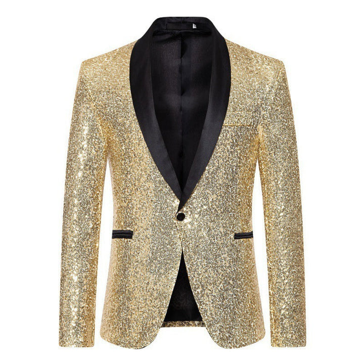 Mune Fashion Men's Sequin Blazer with Shawl Collar