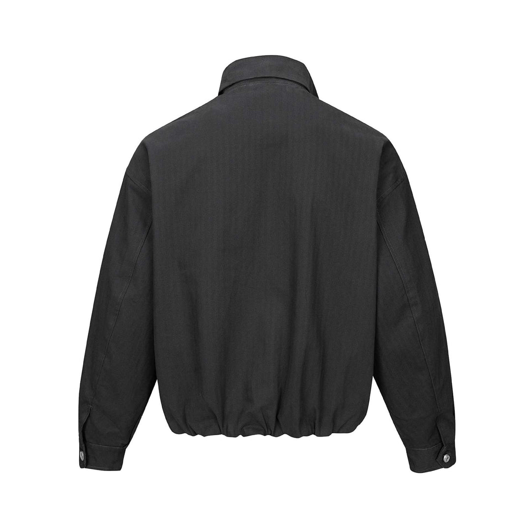Men's short-cut canvas blouson with high stand-up collar and snap button placket Mune Fashion