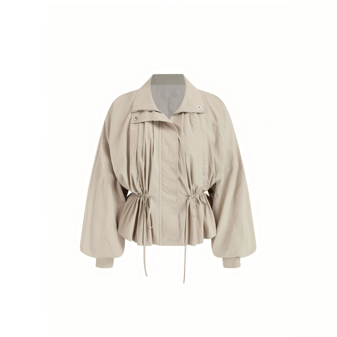Ladies Tailored Transition Jacket with Drawstring, Stand-up Collar and Balloon Sleeves Drune